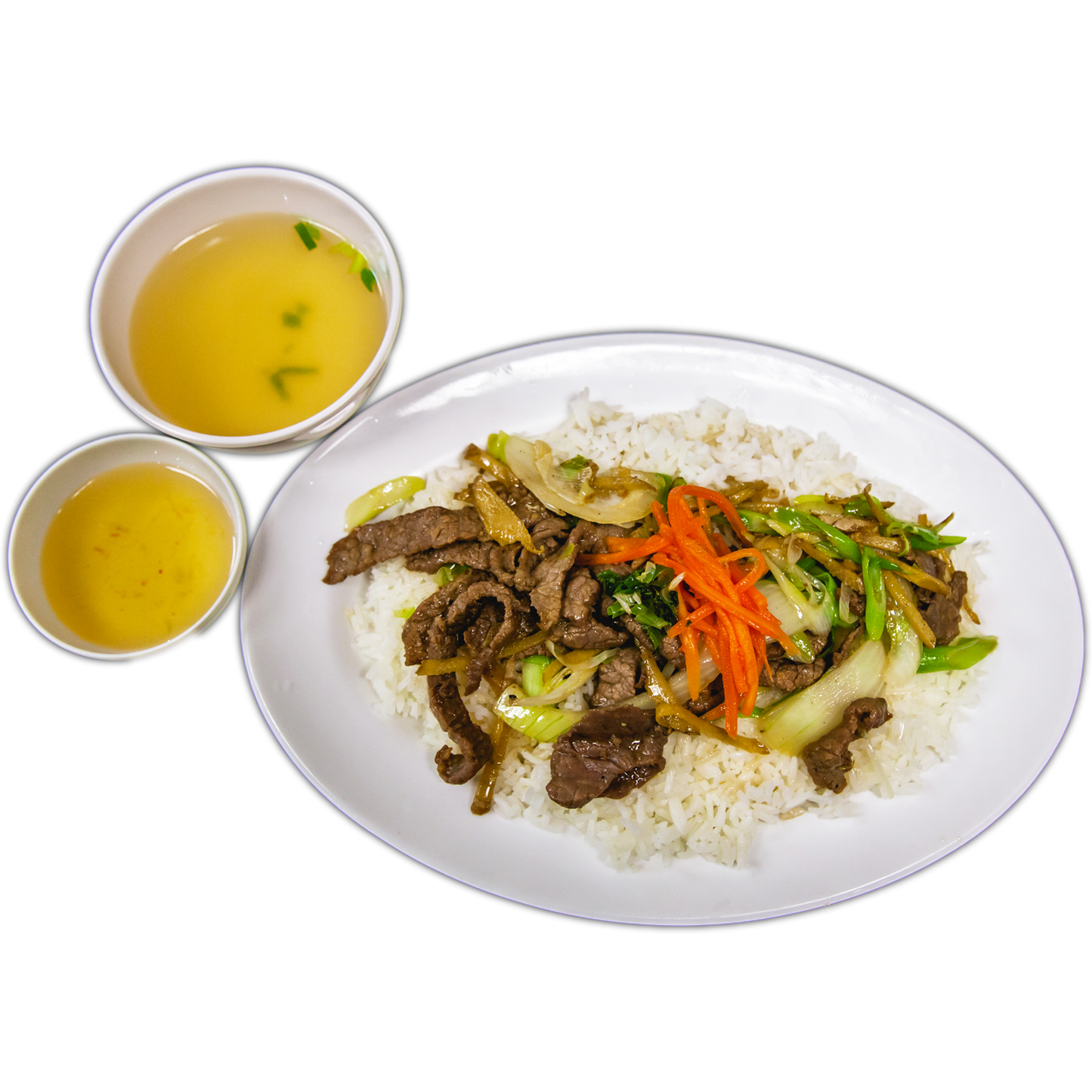 R16. Stir Fry Beef with Ginger & Spring Onion on Rice