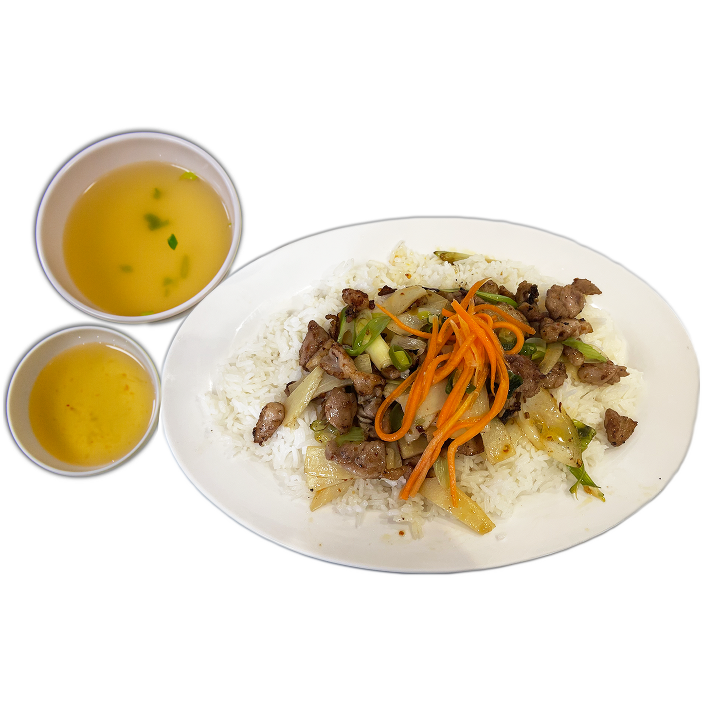 R20. Stir Fry Chilli Chicken on Rice